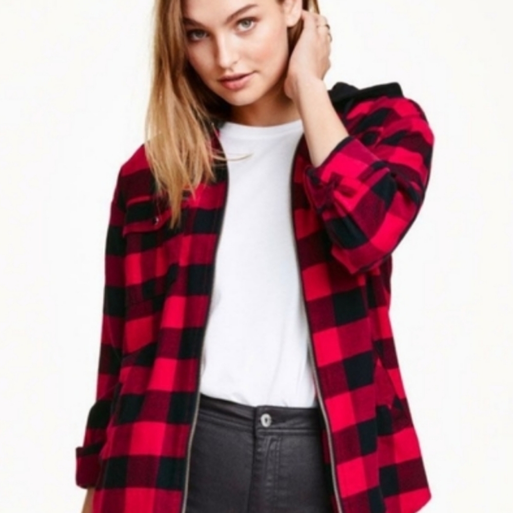 Roxy Red and Black Checkered Teddy Jacket